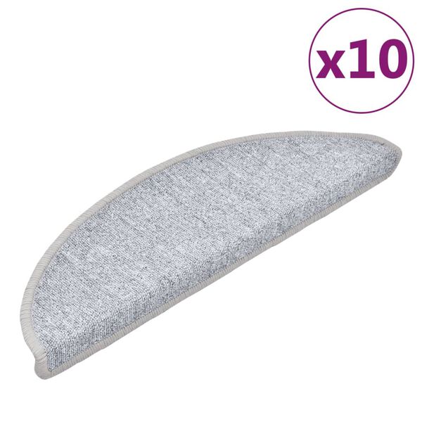 vidaXL Stair Mats 10 pcs 56x17x3 cm Light Grey Half Round
