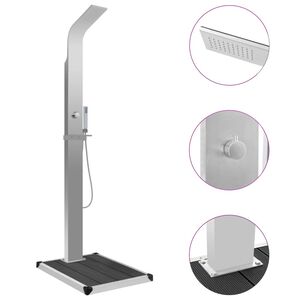 vidaXL Outdoor Shower with Tray WPC Stainless Steel