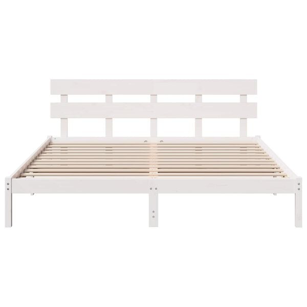 vidaXL Bed Frame with Headboard White 200 x 200 cm Solid Pine wood