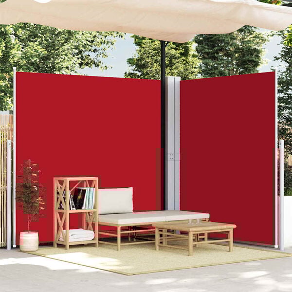 vidaXL Retractable Side Awning Red 200x600 cm