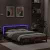 vidaXL Bed Frame with LED without Mattress Brown Oak 140x200 cm