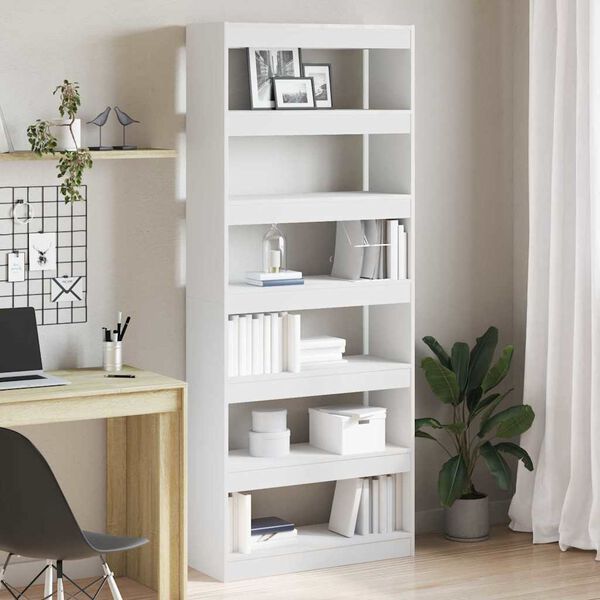 vidaXL Book Cabinet with Shelf White 80 x 30 x 198 cm Engineered Wood