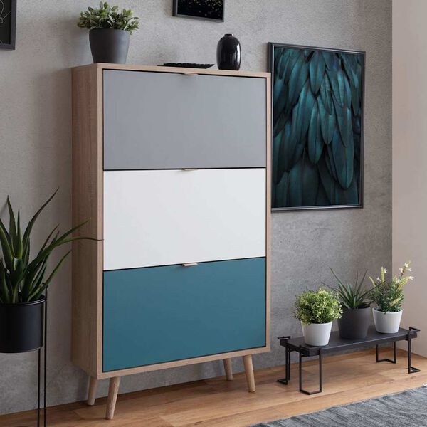 Finori Shoe Cabinet 42 Sonoma Oak and Tricolour