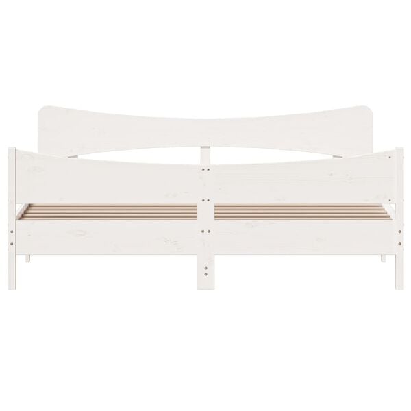 vidaXL Bed Frame without Mattress White 180x200 cm Super King Solid Wood Pine