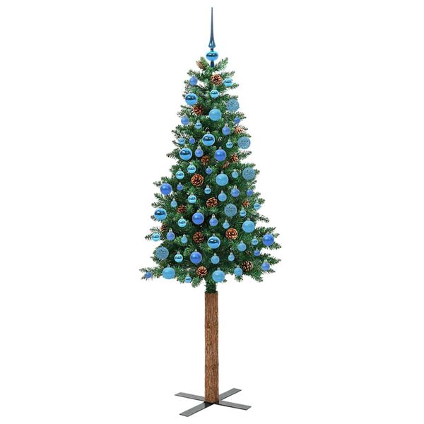 vidaXL Slim Christmas Tree Green 180 cm PVC and Solid Pine wood