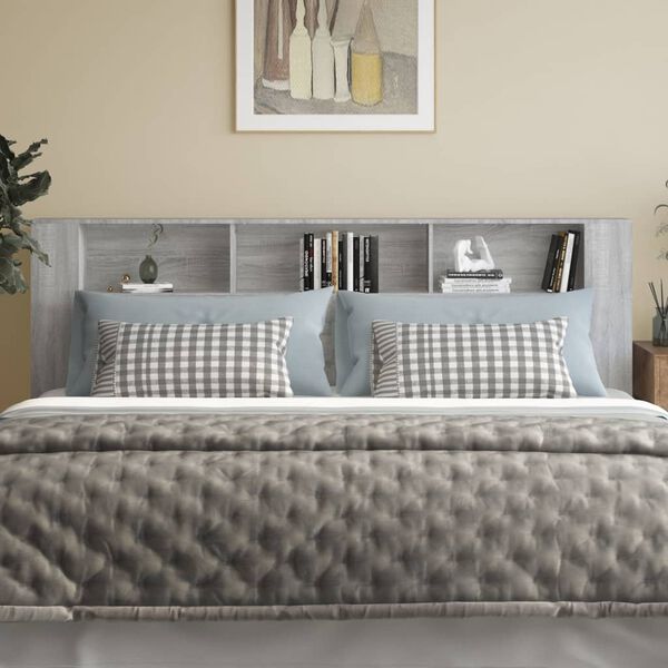 vidaXL Headboard Cabinet Grey Sonoma 220x18.5x104.5 cm