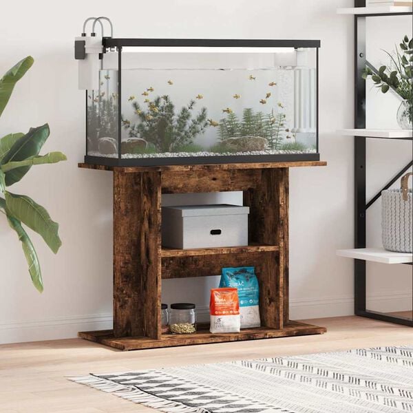 vidaXL Aquarium Stand Smoked Oak 80x35x60 cm Engineered Wood