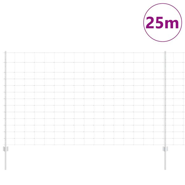vidaXL Fence with Post Silver 1.4 x 25 m Steel