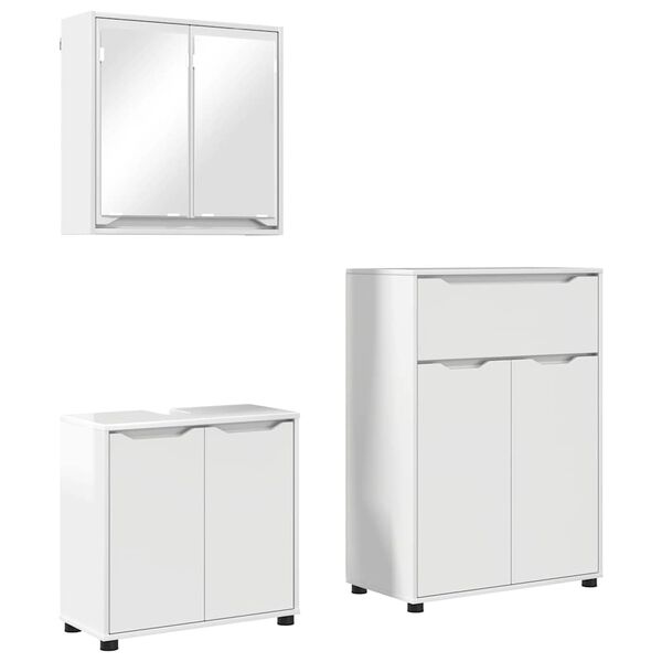 vidaXL Bathroom Furniture Set 3 pcs High Gloss White Engineered Wood