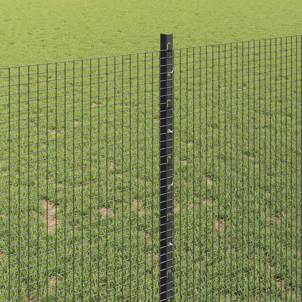 vidaXL Fence with Post Grey 1 x 50 m Steel and PVC