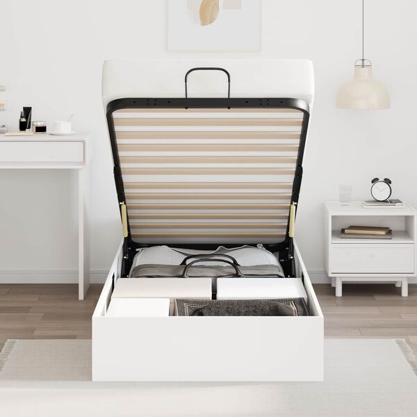 vidaXL Ottoman Bed Frame White 80.5 x 200 cm Engineered Wood