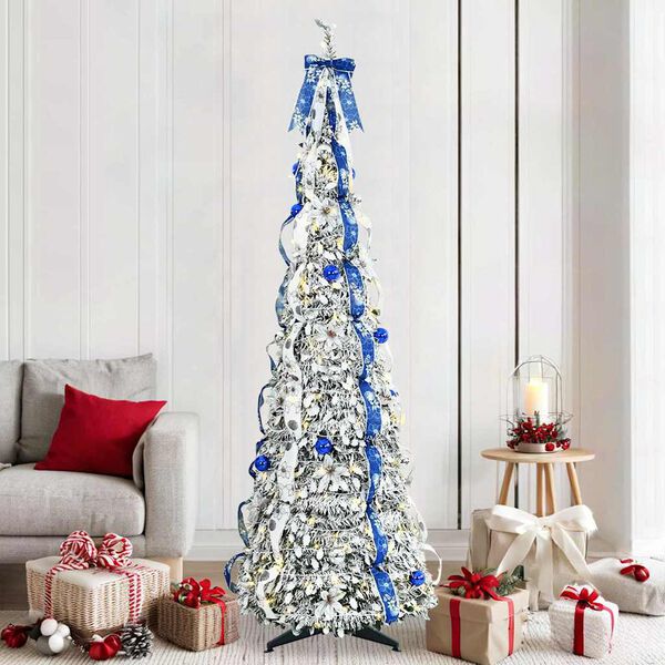 vidaXL Artificial Christmas Tree with 200 LEDs White 210 cm PVC