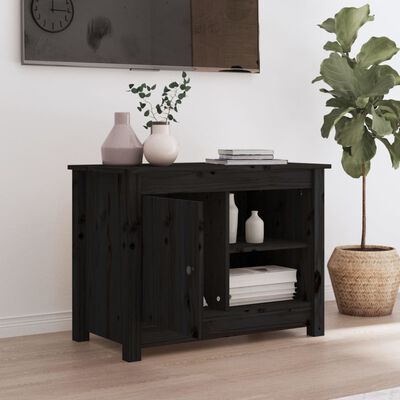 vidaXL TV Cabinet Black 70x36.5x52 cm Solid Wood Pine