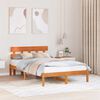 vidaXL Bed Frame with Headboard Brown 135 x 190 cm Solid Pine wood