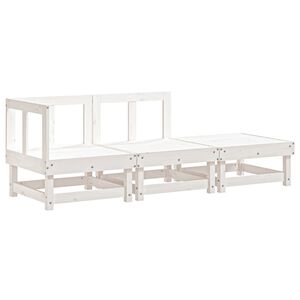 vidaXL 3 Piece Garden Lounge Set White Solid Wood Pine