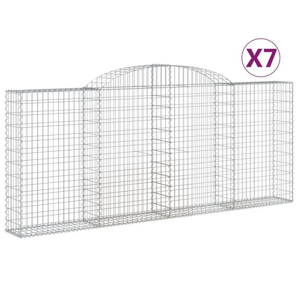 vidaXL Arched Gabion Baskets 7 pcs 300x30x120/140 cm Galvanised Iron