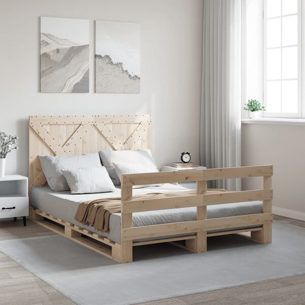 vidaXL Bed Frame without Mattress with Headboard 160x200 cm Solid Wood