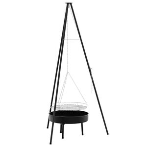 vidaXL Campfire Tripod 3 pcs Black Steel