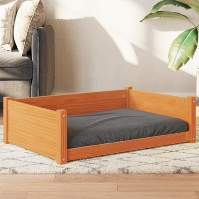 vidaXL Dog Bed Wax Brown 95.5x65.5x28 cm Solid Wood Pine
