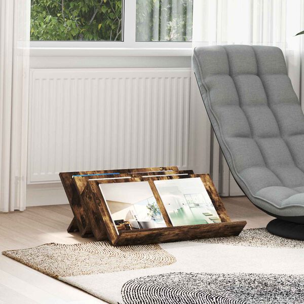 vidaXL Magazine Rack Smoked Oak 65 x 53 x 28.5 cm Engineered Wood