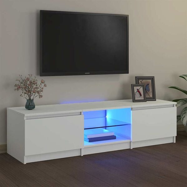 vidaXL TV Cabinet with LED Lights White 140x40x36 cm