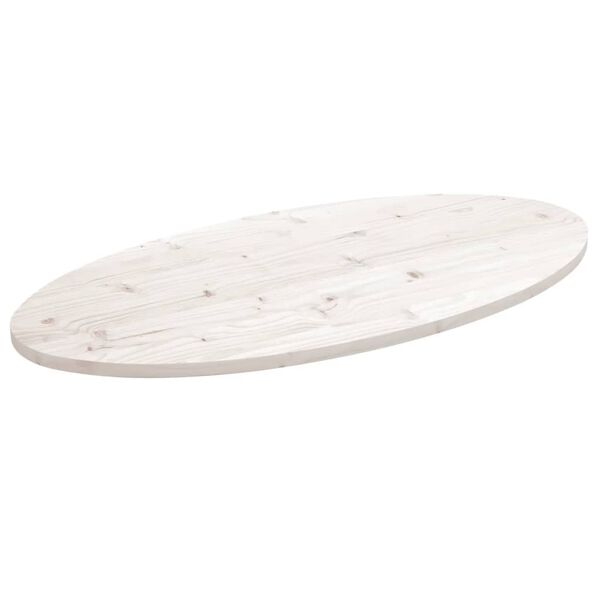 vidaXL Table Top White 90x45x2.5 cm Solid Wood Pine Oval
