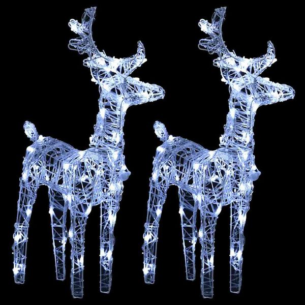 vidaXL Christmas Reindeers 2 pcs Cold White 80 LEDs Acrylic