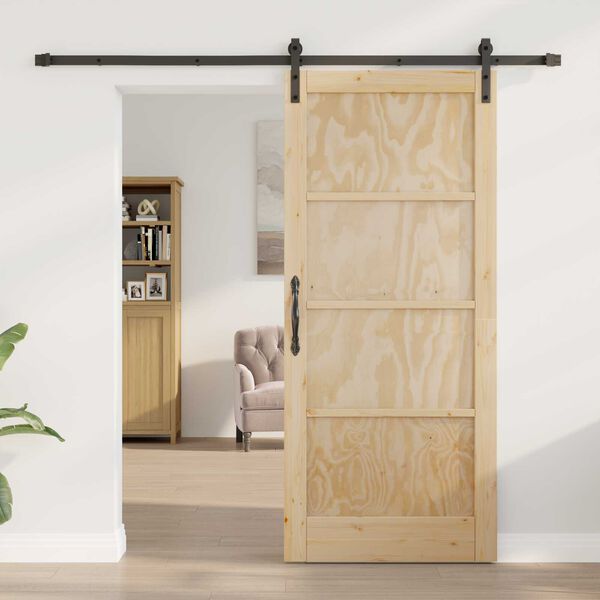 vidaXL Sliding Door Brown 86 x 198.5 cm Solid Pine Wood