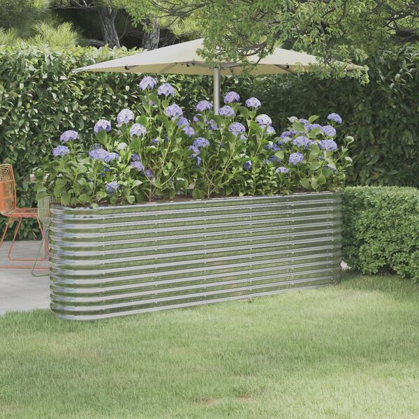 vidaXL Garden Raised Bed Galvanised Steel 224x40x68 cm Silver