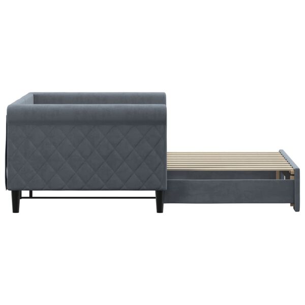 vidaXL Daybed with Trundle without Mattress Dark Grey 90x190 cm Single