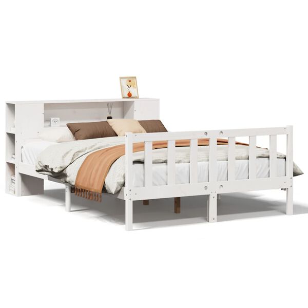 vidaXL Bookcase Bed without Mattress White 160x200 cm Solid Wood Pine