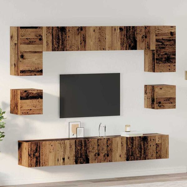 vidaXL TV Cabinet Set Wall-mounted 8 pcs Old Wood Engineered Wood