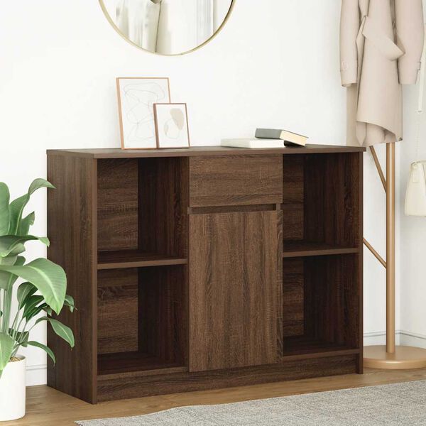vidaXL Sideboard with Drawer Brown Oak 101x35x76 cm Engineered Wood