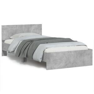 vidaXL Bed Frame with Headboard Concrete Grey 100x200 cm