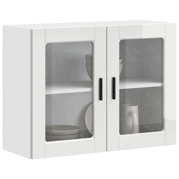 vidaXL Kitchen Wall Cabinet with Glass Door Porto High Gloss White