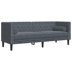 vidaXL Sofa Dark Grey 194 x 74.5 x 70.5 cm Velvet