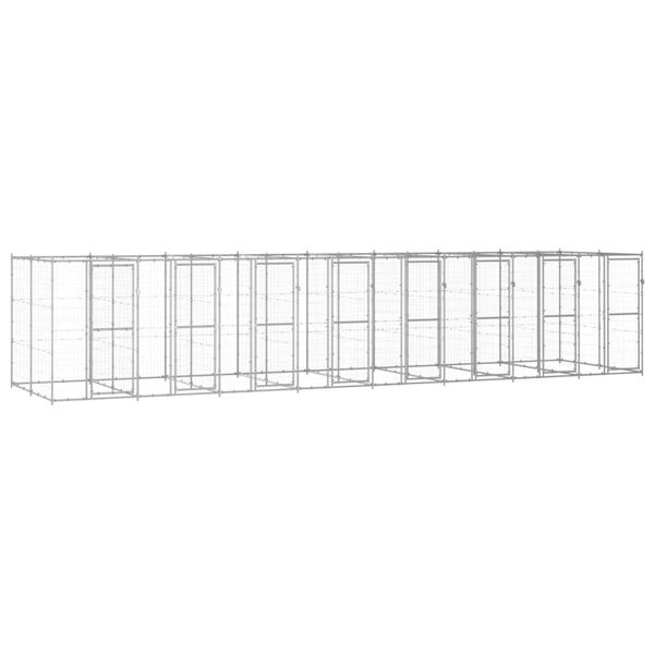 vidaXL Outdoor Dog Kennel Galvanised Steel 19.36 m&sup2;