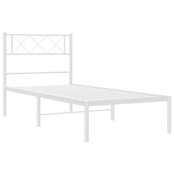 vidaXL Metal Bed Frame without Mattress with Headboard White 80x200cm