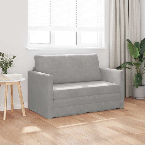 vidaXL Folding Sofa Bed Light Grey 124 x 71 x 78 cm Velvet