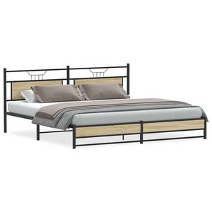 vidaXL Metal Bed Frame without Mattress Sonoma Oak 193x201 cm