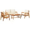 vidaXL Bistro Set with Cushion 4 pcs Brown and Cream Solid Acacia Wood