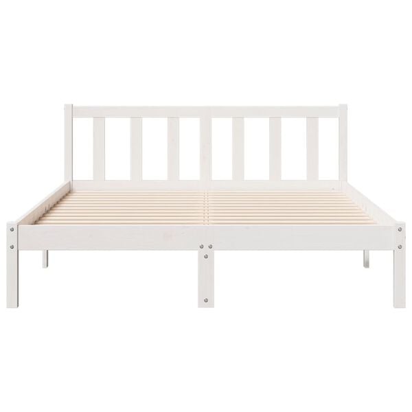 vidaXL Extra Long Bed Frame without Mattress White 160x210 cm Solid Wood Pine