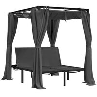 vidaXL Double Sun Lounger with Side and Top Curtains Anthracite