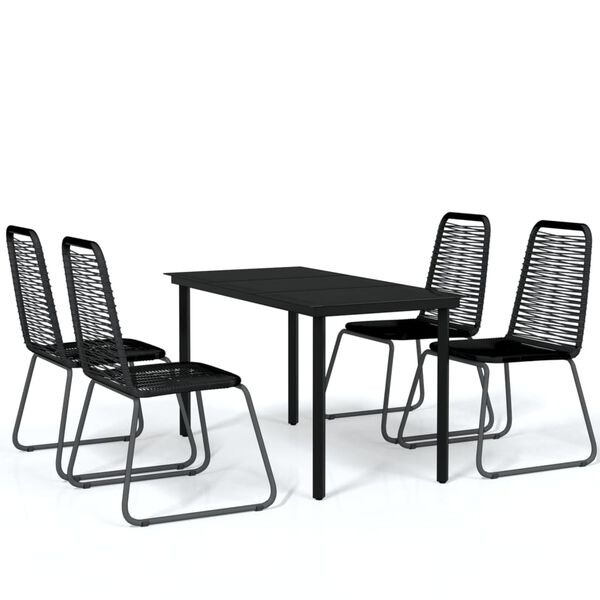 vidaXL 5 Piece Garden Dining Set Black