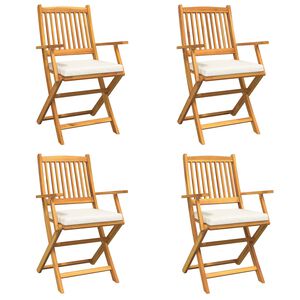 vidaXL Folding Chair 4 pcs White 49 x 57.5 x 92cm Solid Acacia wood