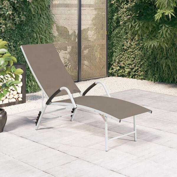 vidaXL Sun Lounger Textilene and Aluminium Taupe