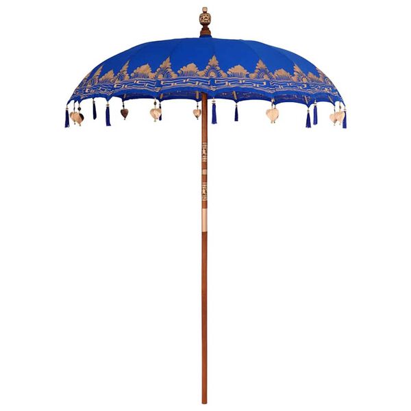 vidaXL Balinese Parasol 260 Blue 180-190 cm Cotton and solid wood