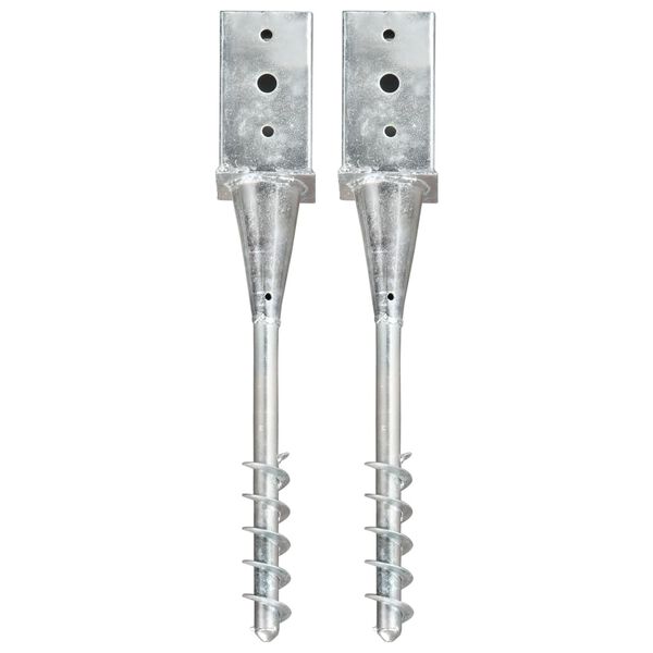 vidaXL Ground Spikes 2 pcs Silver 8x8x57 cm Galvanised Steel