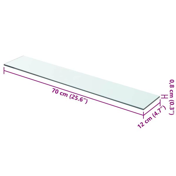 vidaXL Shelf Panel Glass Clear 70x12 cm