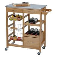 Excellent Houseware Kitchen Trolley with 3 Drawers Wood